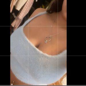 Cute fuzzy light blue tank top